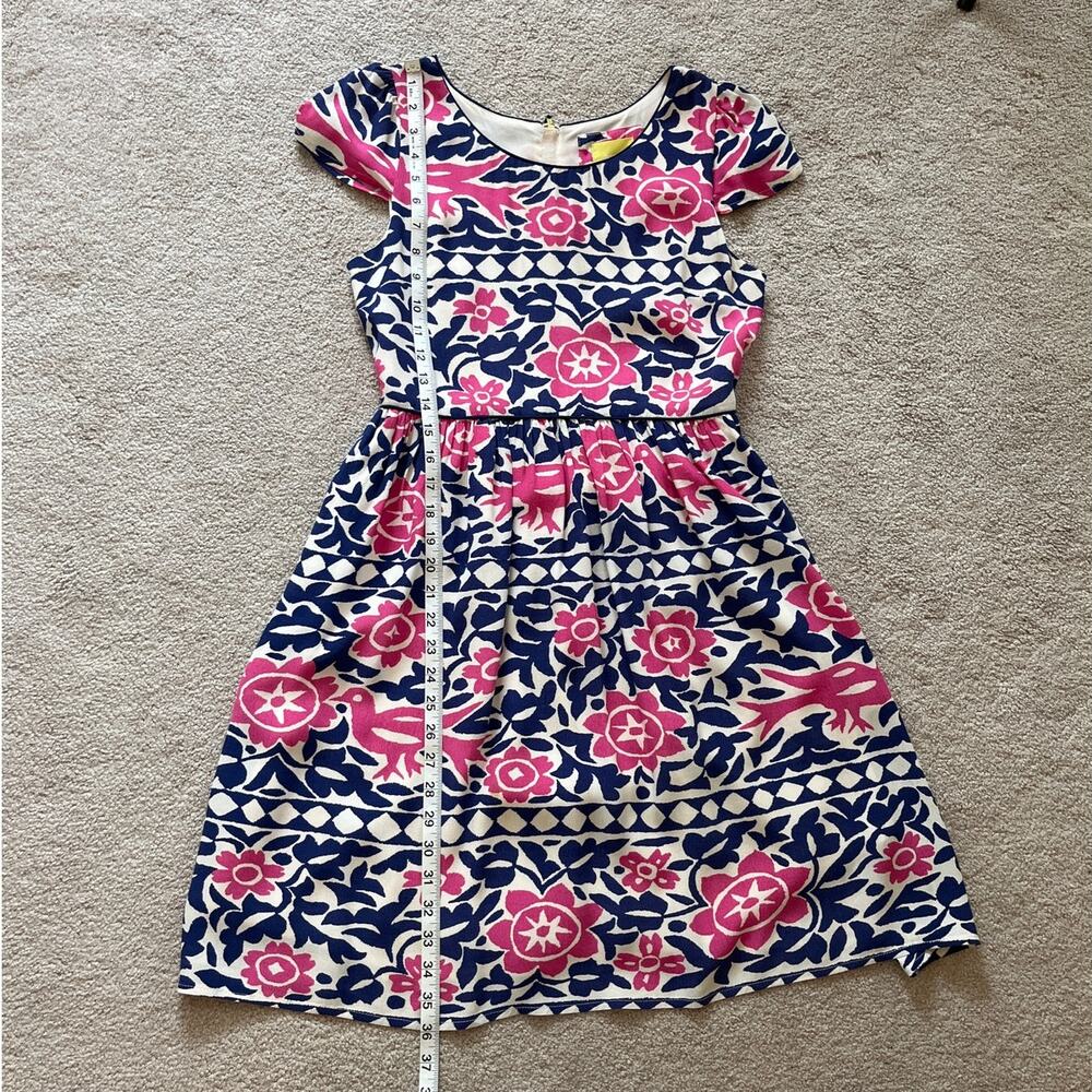 Anthropologie Maeve Peralta Flared Dress Bird Floral Size 2 Pockets Fit & Flare - Picture 7 of 7